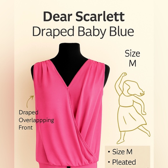 Dear Scarlett Tops - Dear Scarlett Hot Pink Lizzy Style • Draped Front • Wrinkle-Free • Size M NWOT